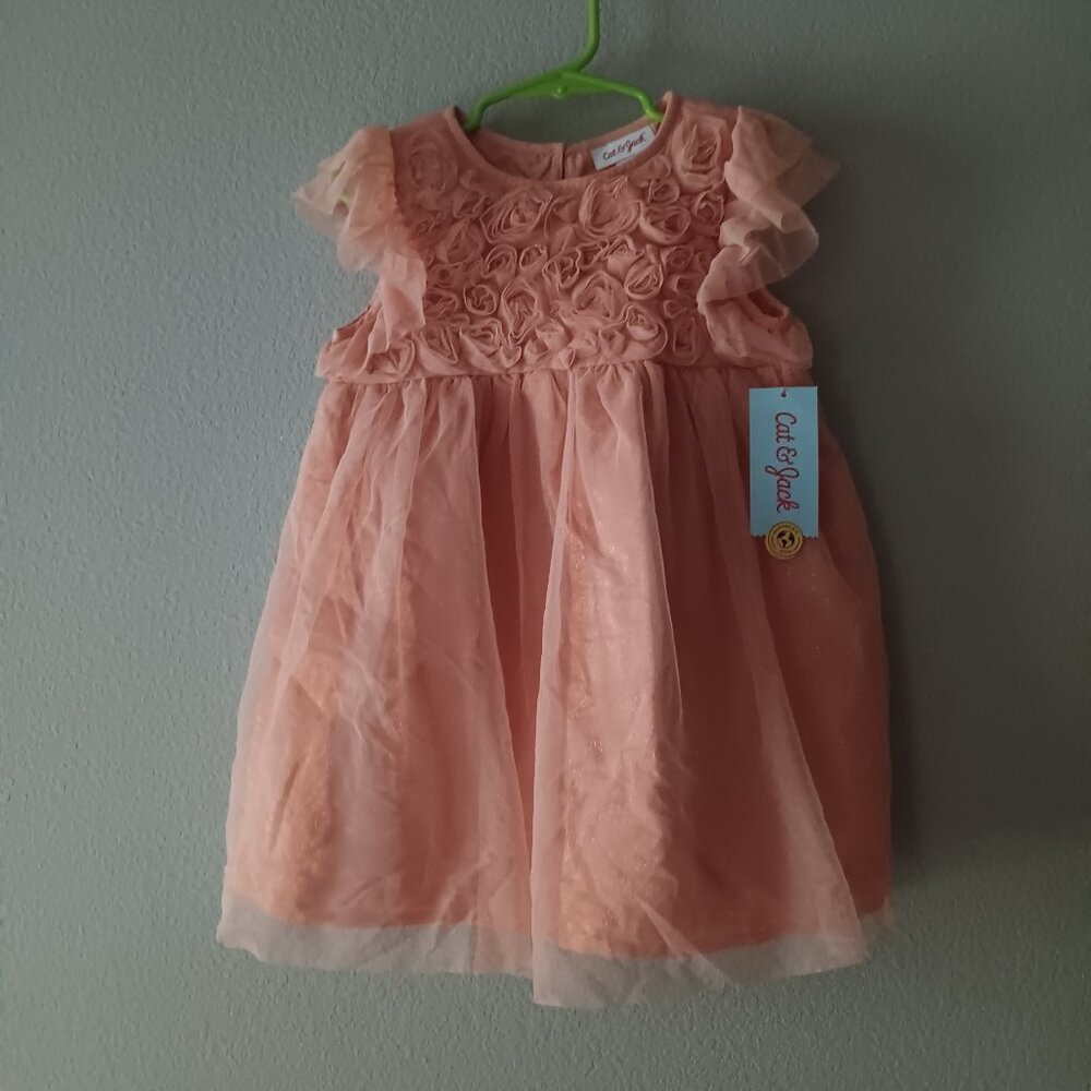 Peach Floral Tulle Dress